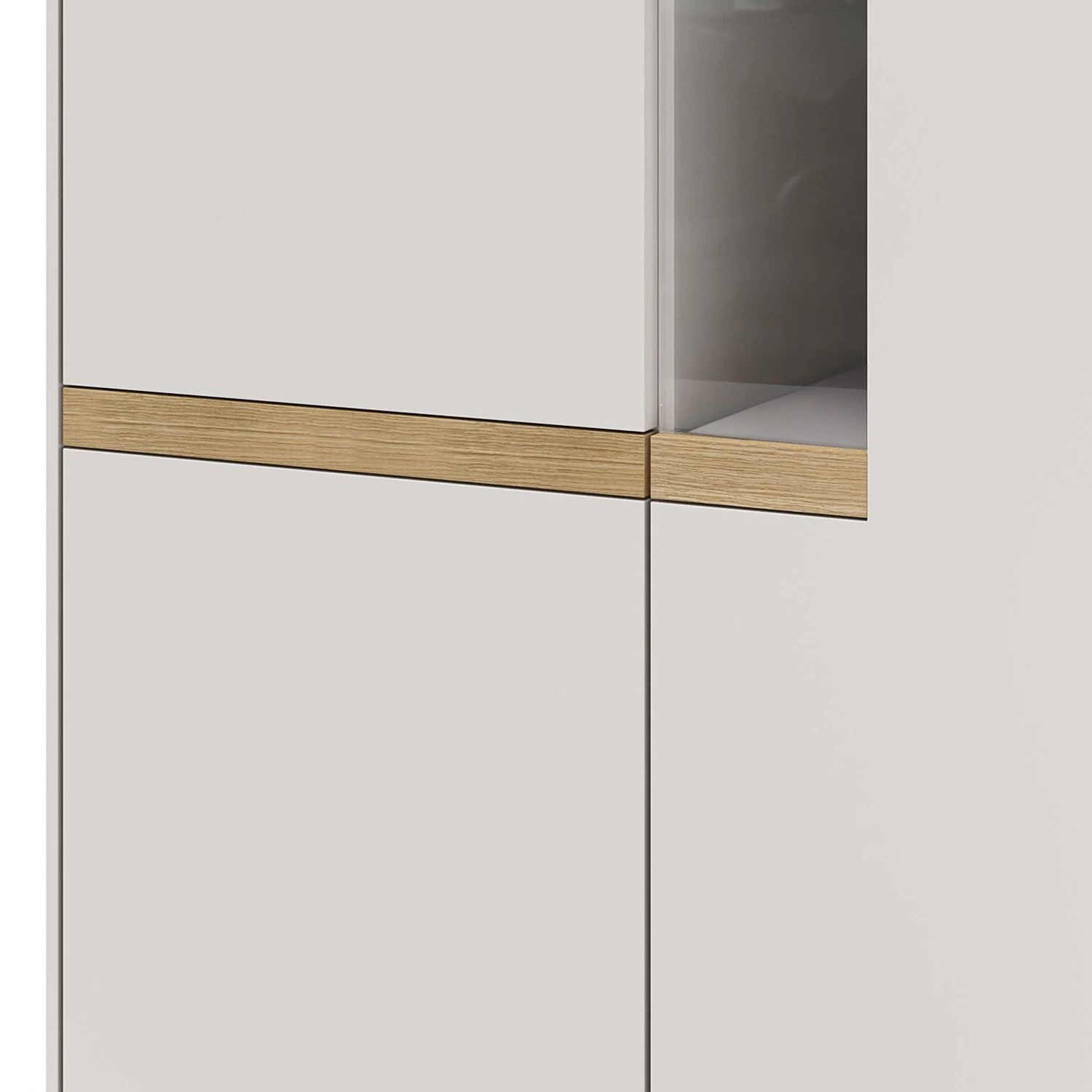 GWINNER Buffet haut Calea II - Blanc mat / Chêne - Sans éclairage 5 GWINNER Buffet haut Calea II - Blanc mat / Chêne - Sans éclairage – Image 5