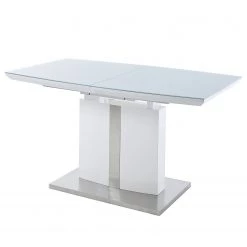 Loftscape Table Bernice - (Extensible) Verre de sécurité / Acier inoxydable - Blanc / Inox