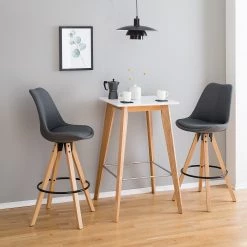 Mørteens Ensemble Bonnis (3 éléments) - Frêne massif / Tissu et hévéa massif - Blanc et frêne / Gris et hévéa