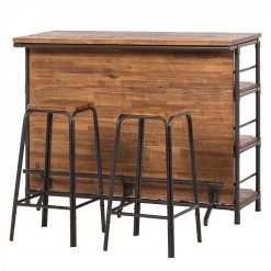 Ars manufacti Ensemble Cleos (3 éléments) - Acacia massif / Métal - Acacia / Anthracite -Meubles de salle à manger Soldes Magasin 1000290453 211005 08052300078 DETAILS P000000001000290453