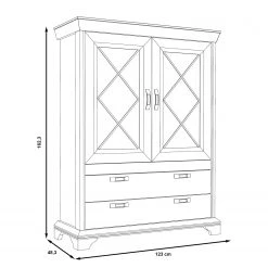 Ridgevalley Vitrine Kimbark I - Imitation pin blanc -Meubles de salle à manger Soldes Magasin 1000295082 211125 144853000529 SKETCH DETAILS P000000001000295082 sketch