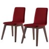 Norrwood Chaises capitonnées Nami (lot de 2) - Rouge antique - Imitation noyer