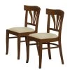 Red Living Chaises Brading II (lot de 2) - Tissu structuré / Hêtre massif- Beige / Imitation noyer