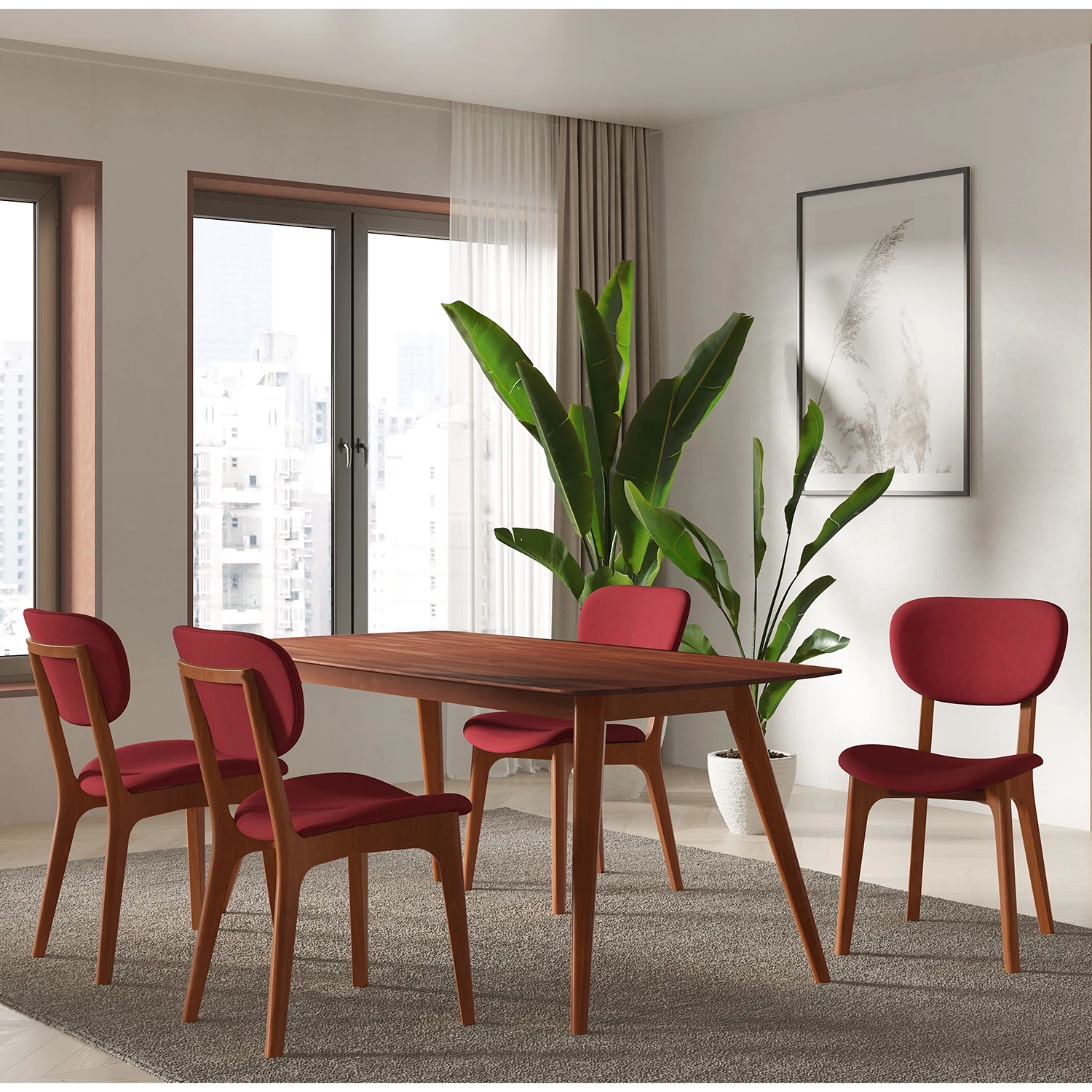 Norrwood Salle à manger Nadir (5 éléments) - Rouge antique - 180 x 90 cm - Imitation cerisier 1 Norrwood Salle à manger Nadir (5 éléments) - Rouge antique - 180 x 90 cm - Imitation cerisier