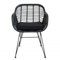 Naturoo Chaises à accoudoirs Corduroy (lot de 2) - (avec coussin d’assise) - Rotin / Métal - Rotin / Noir -Meubles de salle à manger Soldes Magasin 1000299408 211012 134455000129 DETAILS P000000001000299408