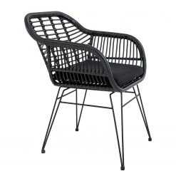 Naturoo Chaises à accoudoirs Corduroy (lot de 2) - (avec coussin d’assise) - Rotin / Métal - Rotin / Noir -Meubles de salle à manger Soldes Magasin 1000299408 211012 13445500133 DETAILS P000000001000299408