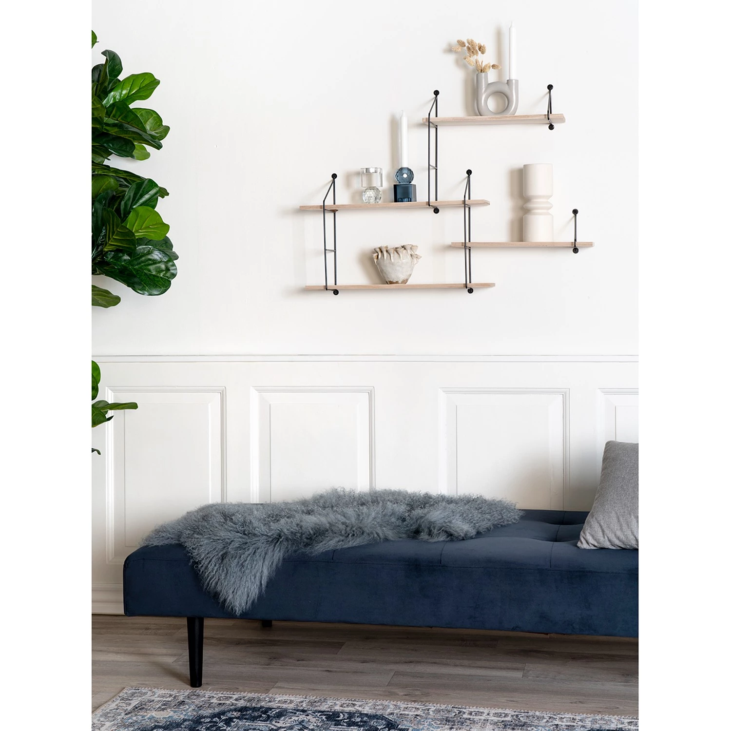 Red Living Étagère murale Hanno - Paulownia massif / Métal - Paulownia / Noir 2 Red Living Étagère murale Hanno - Paulownia massif / Métal - Paulownia / Noir – Image 2