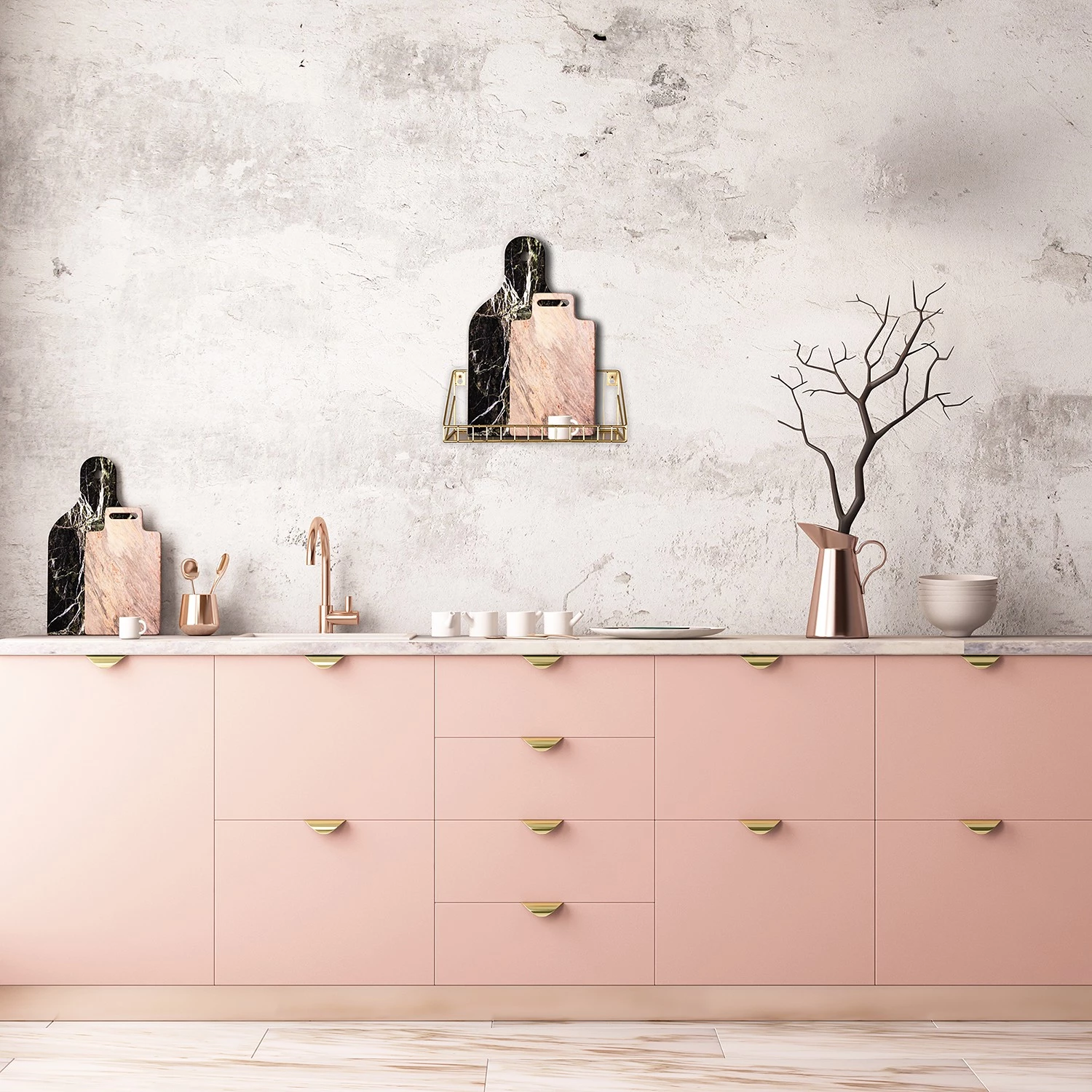 Loftscape Étagère murale Kavaja - Métal - Doré - Largeur : 30 cm 2 Loftscape Étagère murale Kavaja - Métal - Doré - Largeur : 30 cm – Image 2