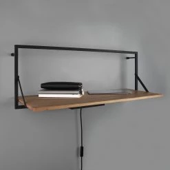 Red Living Étagère murale Legno I - Eucalyptus massif / Métal - Eucalyptus / Noir - Largeur : 90 cm -Meubles de salle à manger Soldes Magasin 1000300275 211014 13263200184 MOOD DETAILS P000000001000300275 mood