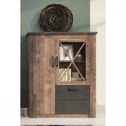 Trendteam Buffet haut Georgia - Gris foncé / Imitation chêne rustique -Meubles de salle à manger Soldes Magasin 1000300848 211015 12542200055 MOOD DETAILS P000000001000300848 mood