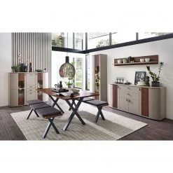 Loftscape Buffet haut Saida II - Avec éclairage - Cachemire / Imitation noyer -Meubles de salle à manger Soldes Magasin 1000300946 211020 13343600064 MOOD DETAILS P000000001000300946 mood