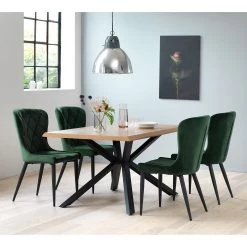 Red Living Chaises capitonnées Kaman (lot de 2) - Velours / Fer - Vert foncé / Noir -Meubles de salle à manger Soldes Magasin 1000303602 211117 16473900084 MOOD DETAILS P000000001000303602 mood