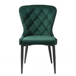 Red Living Chaises capitonnées Kaman (lot de 2) - Velours / Fer - Vert foncé / Noir -Meubles de salle à manger Soldes Magasin 1000303602 211117 16473900099 DETAILS P000000001000303602