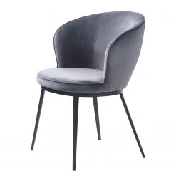 Red Living Chaise à accoudoirs Cheia II - Velours / Fer - Gris clair / Noir