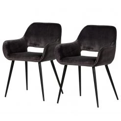Red Living Chaises à accoudoirs Avril (lot de 2) - Gris marron