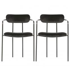 Red Living Chaises à accoudoirs Lineas (lot de 2) - Velours / Acier - Noir