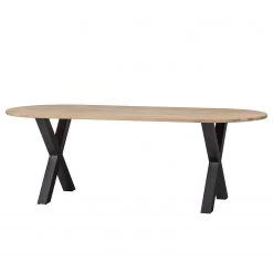 Red Living Table Nekke - Chêne massif / Acier - Chêne / Noir - Forme en X