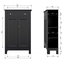 Ridgevalley Buffet haut Lamar - Pin massif - Noir -Meubles de salle à manger Soldes Magasin 1000304180 211029 12341600716 SKETCH DETAILS P000000001000304180 sketch