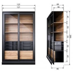 Red Living Vitrine Bomba - Pin massif - Pin noir / Pin foncé -Meubles de salle à manger Soldes Magasin 1000304182 211029 12341700732 SKETCH DETAILS P000000001000304182 sketch