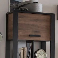 Red Living Étagère Norddal III - Imitation noyer / Noir -Meubles de salle à manger Soldes Magasin 1000304809 211027 104958000116 DETAILS P000000001000304809