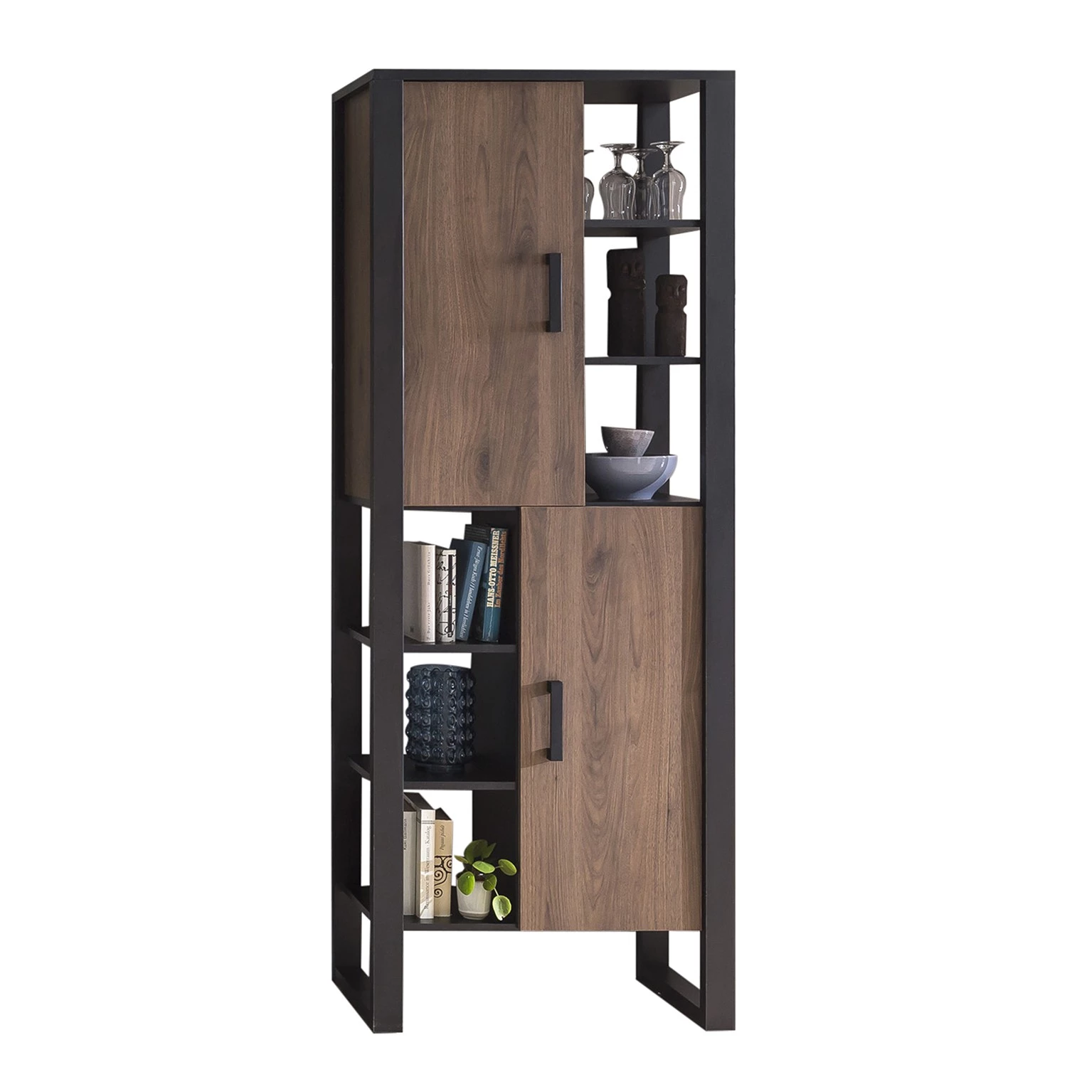 Red Living Étagère Norddal I - Imitation noyer / Noir 4 Red Living Étagère Norddal I - Imitation noyer / Noir – Image 4