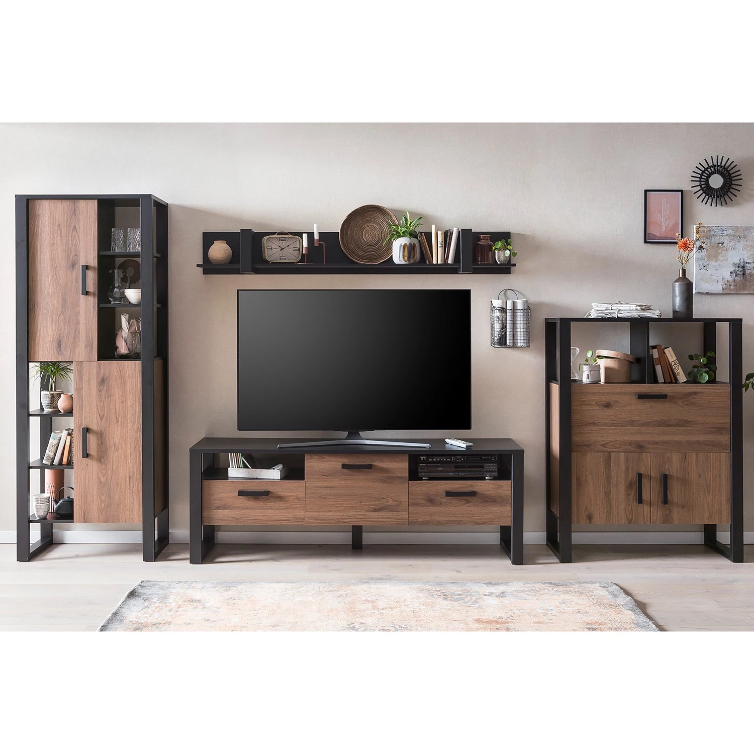 Red Living Étagère Norddal I - Imitation noyer / Noir 3 Red Living Étagère Norddal I - Imitation noyer / Noir – Image 3