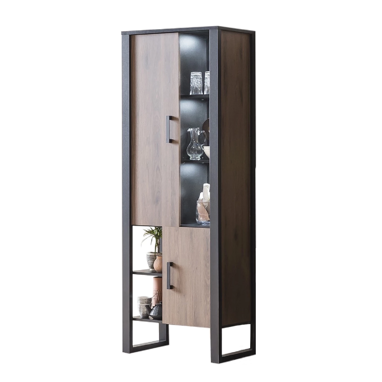 Red Living Vitrine Norddal - Imitation noyer / Noir 1 Red Living Vitrine Norddal - Imitation noyer / Noir