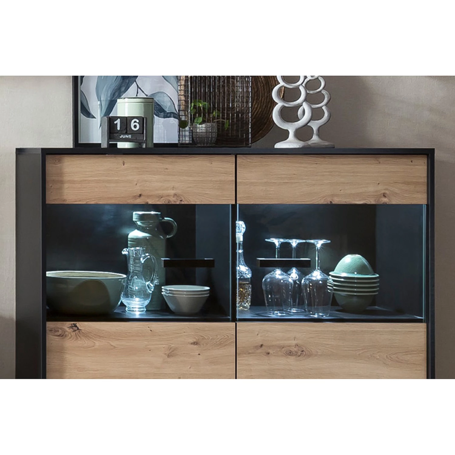 Norrwood Commode Argenteuil II - Imitation chêne artisan / Noir 2 Norrwood Commode Argenteuil II - Imitation chêne artisan / Noir – Image 2