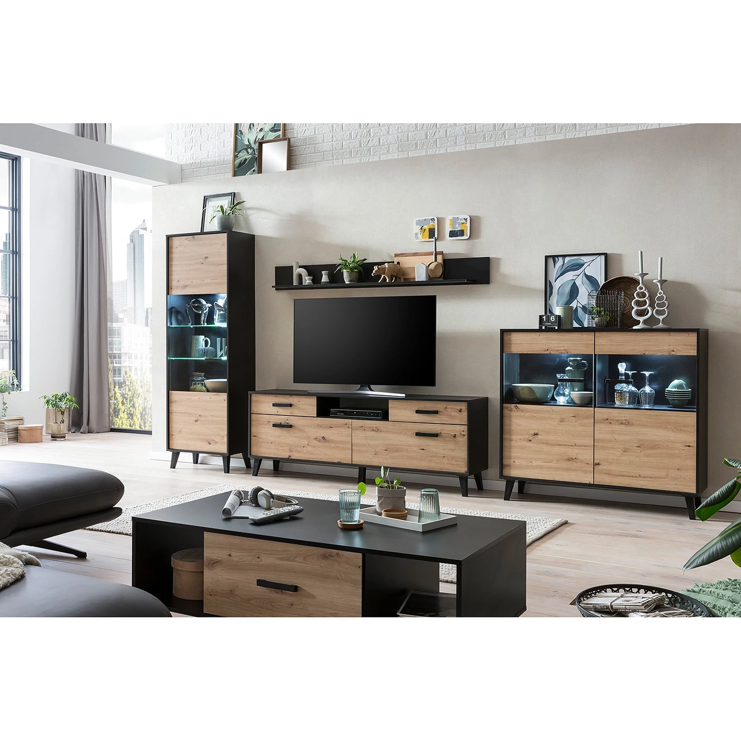 Norrwood Commode Argenteuil II - Imitation chêne artisan / Noir 6 Norrwood Commode Argenteuil II - Imitation chêne artisan / Noir – Image 6