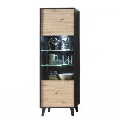 Norrwood Vitrine Argenteuil - Imitation chêne artisan / Noir - Hauteur : 199 cm