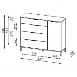 Maja Möbel Buffet Trend Wood II - Imitation chêne à nœuds / Noir -Meubles de salle à manger Soldes Magasin 1000306532 211102 130342000525 SKETCH DETAILS P000000001000306532 sketch