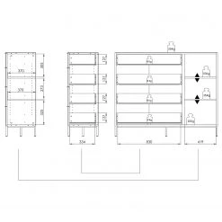 Maja Möbel Buffet Trend Wood II - Imitation chêne à nœuds / Noir -Meubles de salle à manger Soldes Magasin 1000306532 211102 130342000527 SKETCH DETAILS P000000001000306532 sketch