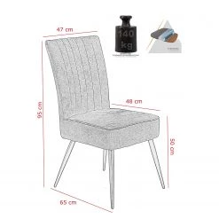 Loftscape Chaises capitonnées Copine (lot de 2) - Gris vintage -Meubles de salle à manger Soldes Magasin 1000309936 211117 17063500614 SKETCH DETAILS P000000001000309936 sketch