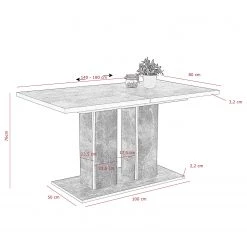 Loftscape Table Granby - (Extensible) Imitation béton / Anthracite -Meubles de salle à manger Soldes Magasin 1000309939 211117 17070900625 SKETCH DETAILS P000000001000309939 sketch