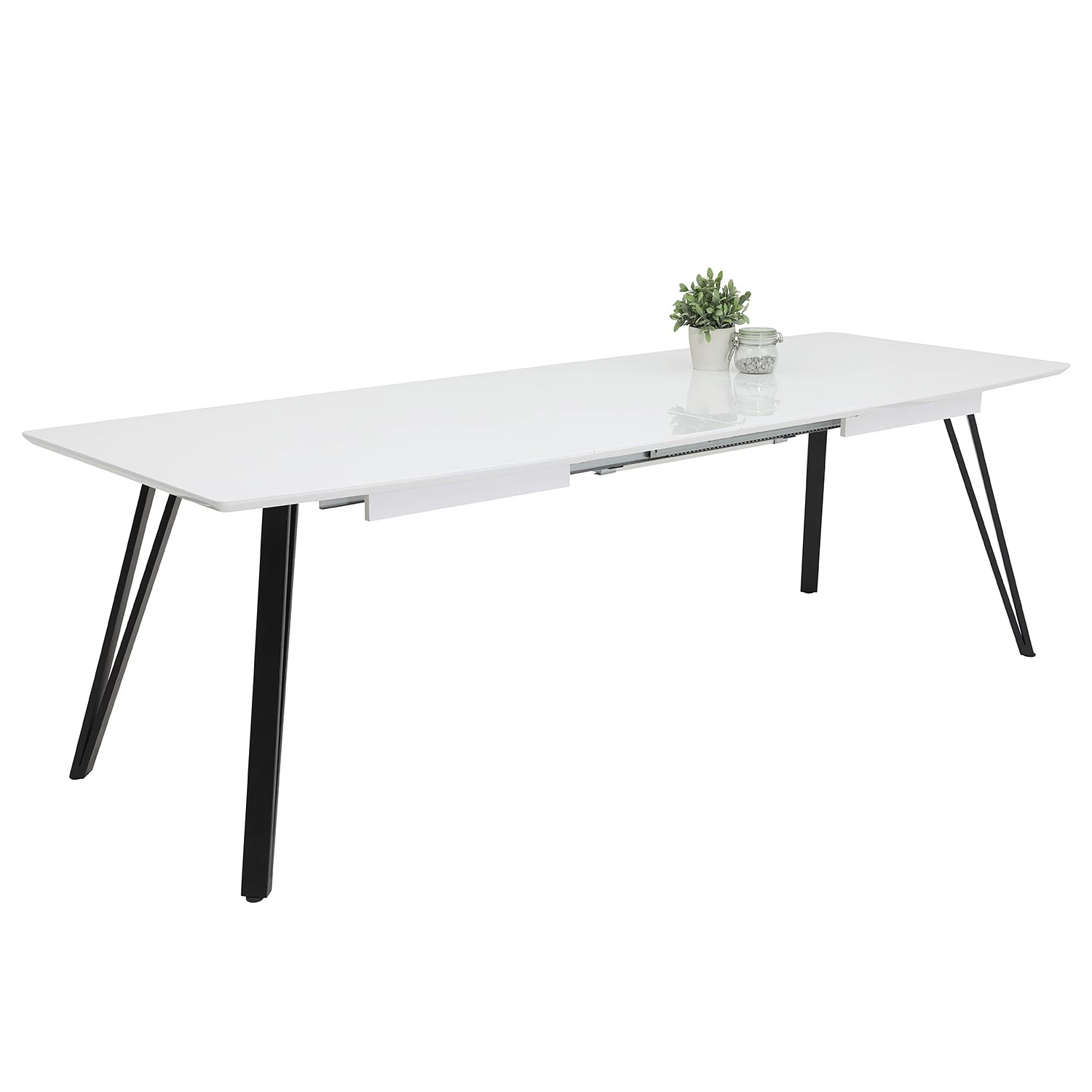 Loftscape Table Frieda - (Extensible) Blanc brillant / Noir 2 Loftscape Table Frieda - (Extensible) Blanc brillant / Noir – Image 2