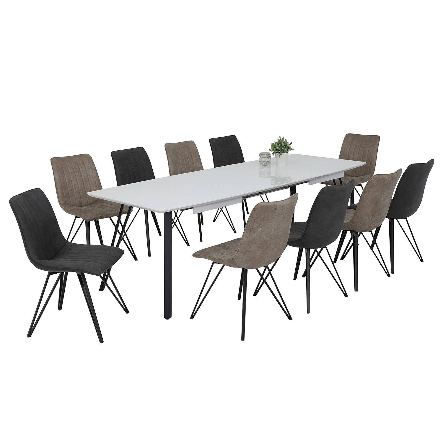 Loftscape Table Frieda - (Extensible) Blanc brillant / Noir 5 Loftscape Table Frieda - (Extensible) Blanc brillant / Noir – Image 5