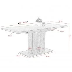 Loftscape Table Aton II - (Extensible) Imitation chêne artisan / Noir -Meubles de salle à manger Soldes Magasin 1000309973 211117 17121300734 SKETCH DETAILS P000000001000309973 sketch