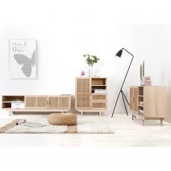 Norrwood Buffet Pini II - Cannage / Placage en bois véritable - Naturel / Paulownia -Meubles de salle à manger Soldes Magasin 1000310551 211125 11183700165 MOOD DETAILS P000000001000310551 mood