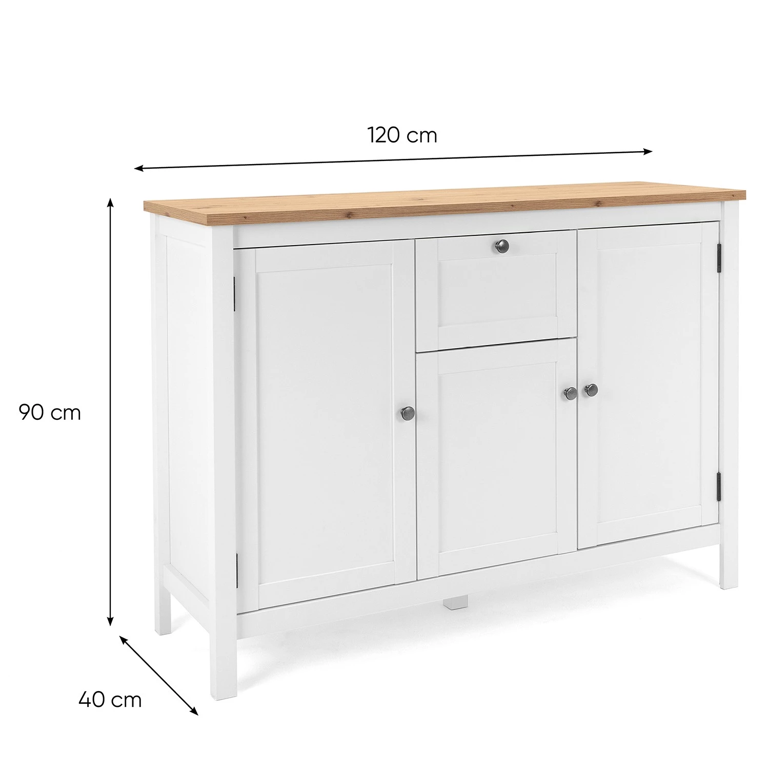 Ridgevalley Buffet Bombita III - Blanc / Imitation chêne artisan 7 Ridgevalley Buffet Bombita III - Blanc / Imitation chêne artisan – Image 7