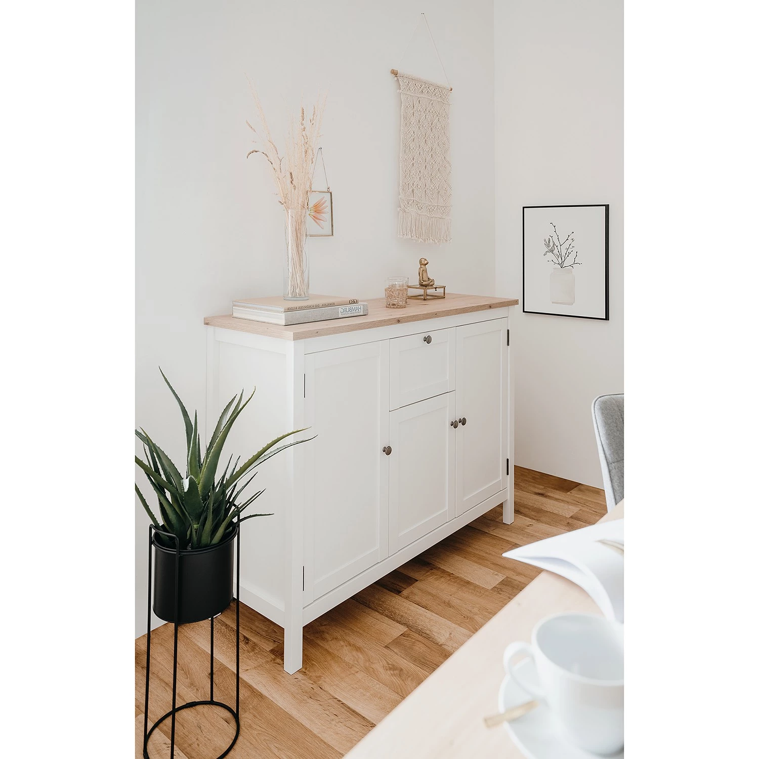 Ridgevalley Buffet Bombita III - Blanc / Imitation chêne artisan 3 Ridgevalley Buffet Bombita III - Blanc / Imitation chêne artisan – Image 3