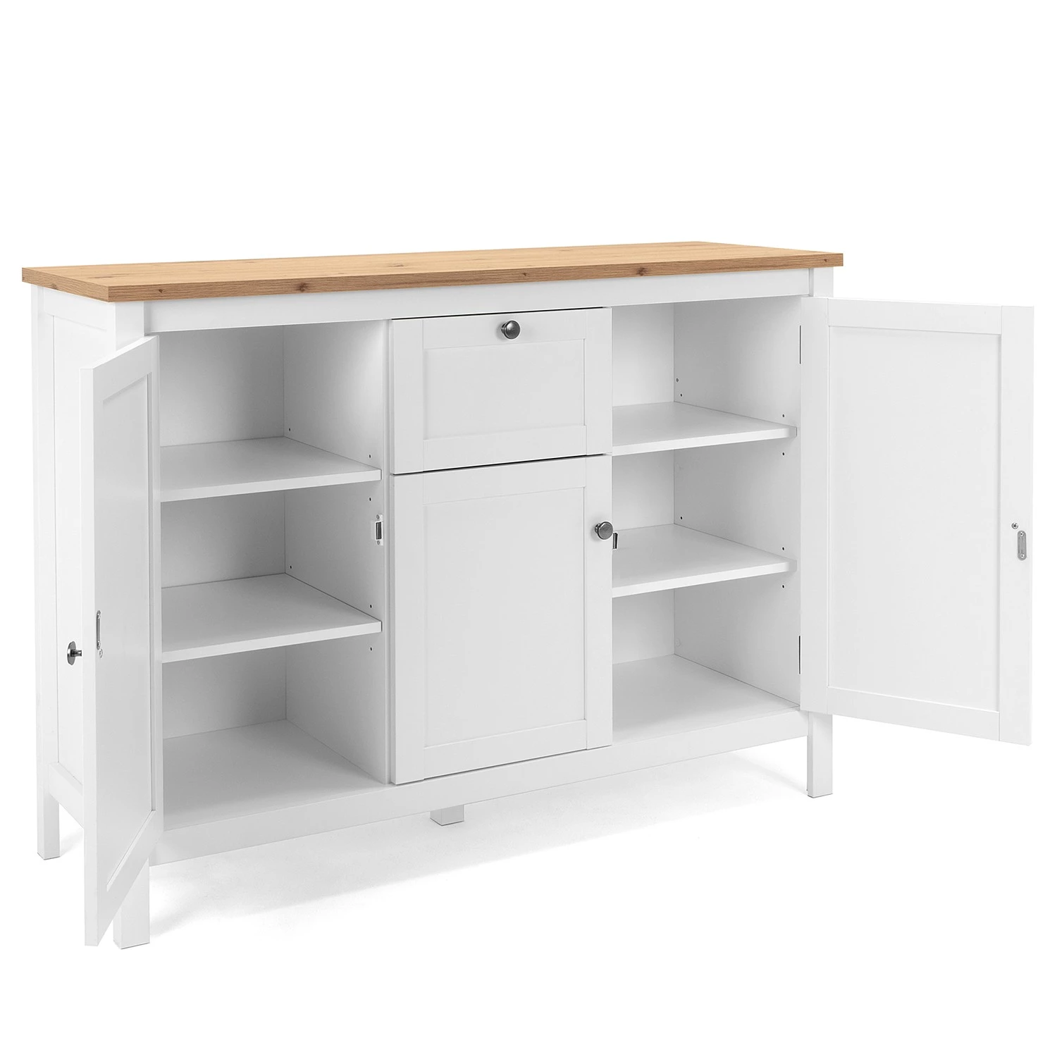 Ridgevalley Buffet Bombita III - Blanc / Imitation chêne artisan 9 Ridgevalley Buffet Bombita III - Blanc / Imitation chêne artisan – Image 9