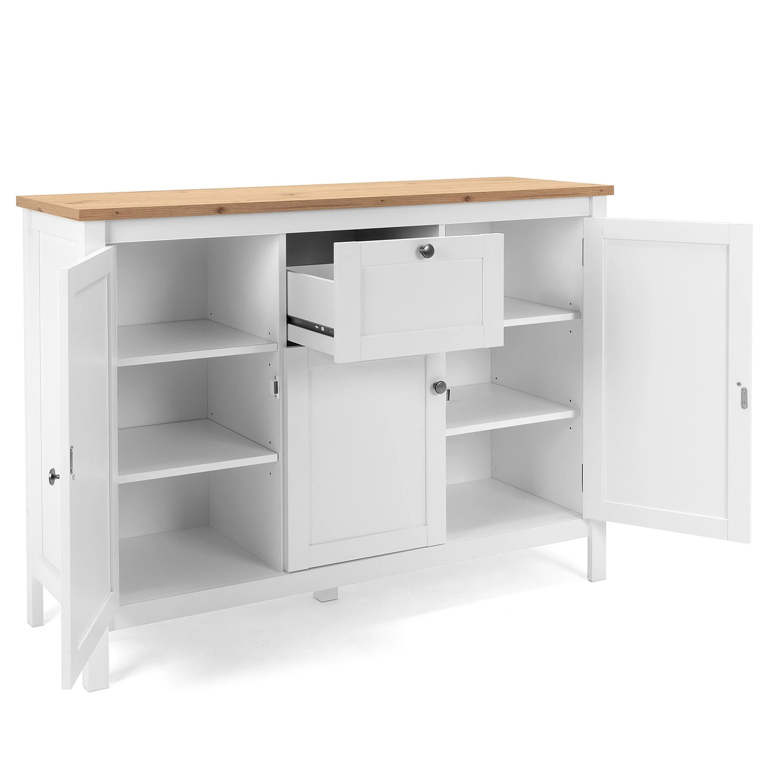 Ridgevalley Buffet Bombita III - Blanc / Imitation chêne artisan 10 Ridgevalley Buffet Bombita III - Blanc / Imitation chêne artisan – Image 10