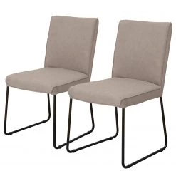 Now! by hülsta Chaises Hülsta now S23 II (lot de 2) - Imitation cuir / Acier - Taupe / Noir
