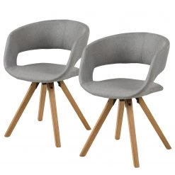 Mørteens Chaise à accoudoirs Buggio - Tissu / Hévéa massif - Tissu Cors: Granite - Lot de 2