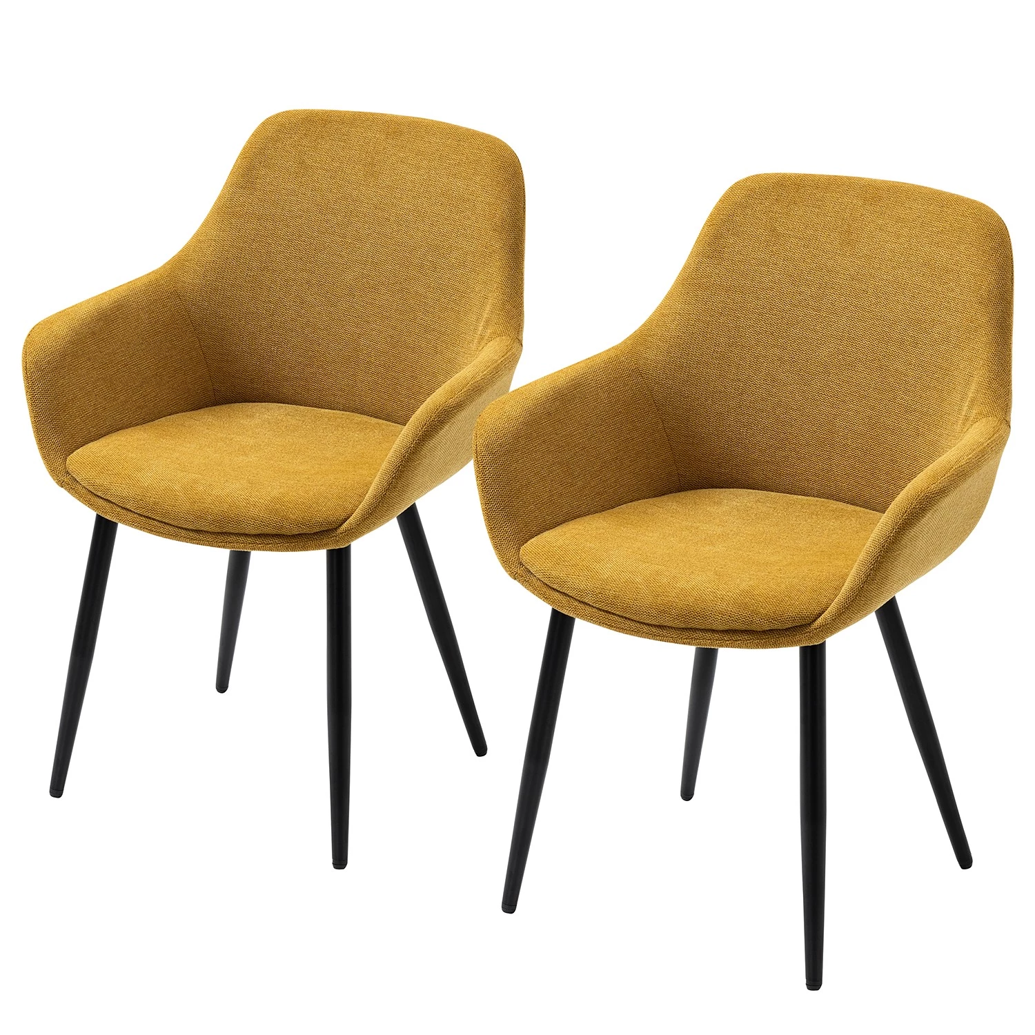 Loftscape Chaises à accoudoirs Mineros (lot de 2) - Jaune moutarde 1 Loftscape Chaises à accoudoirs Mineros (lot de 2) - Jaune moutarde