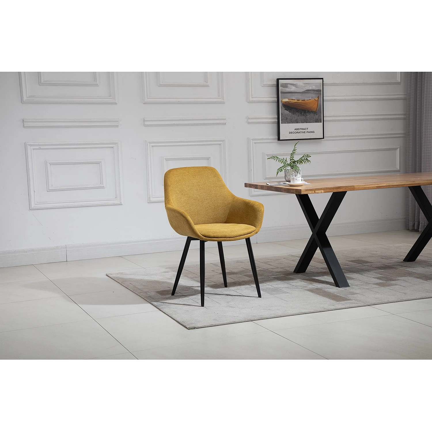 Loftscape Chaises à accoudoirs Mineros (lot de 2) - Jaune moutarde 2 Loftscape Chaises à accoudoirs Mineros (lot de 2) - Jaune moutarde – Image 2