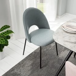 Mørteens Chaise capitonnée Ikley - Tissu / Métal - Noir - Gris menthe - Lot de 2 -Meubles de salle à manger Soldes Magasin 1000312593 211210 092458000114 MOOD DETAILS P000000001000312593 mood