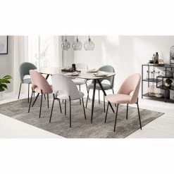 Mørteens Chaise capitonnée Ikley - Tissu / Métal - Noir - Gris menthe - Lot de 2 -Meubles de salle à manger Soldes Magasin 1000312593 211210 092458000118 MOOD DETAILS P000000001000312593 mood