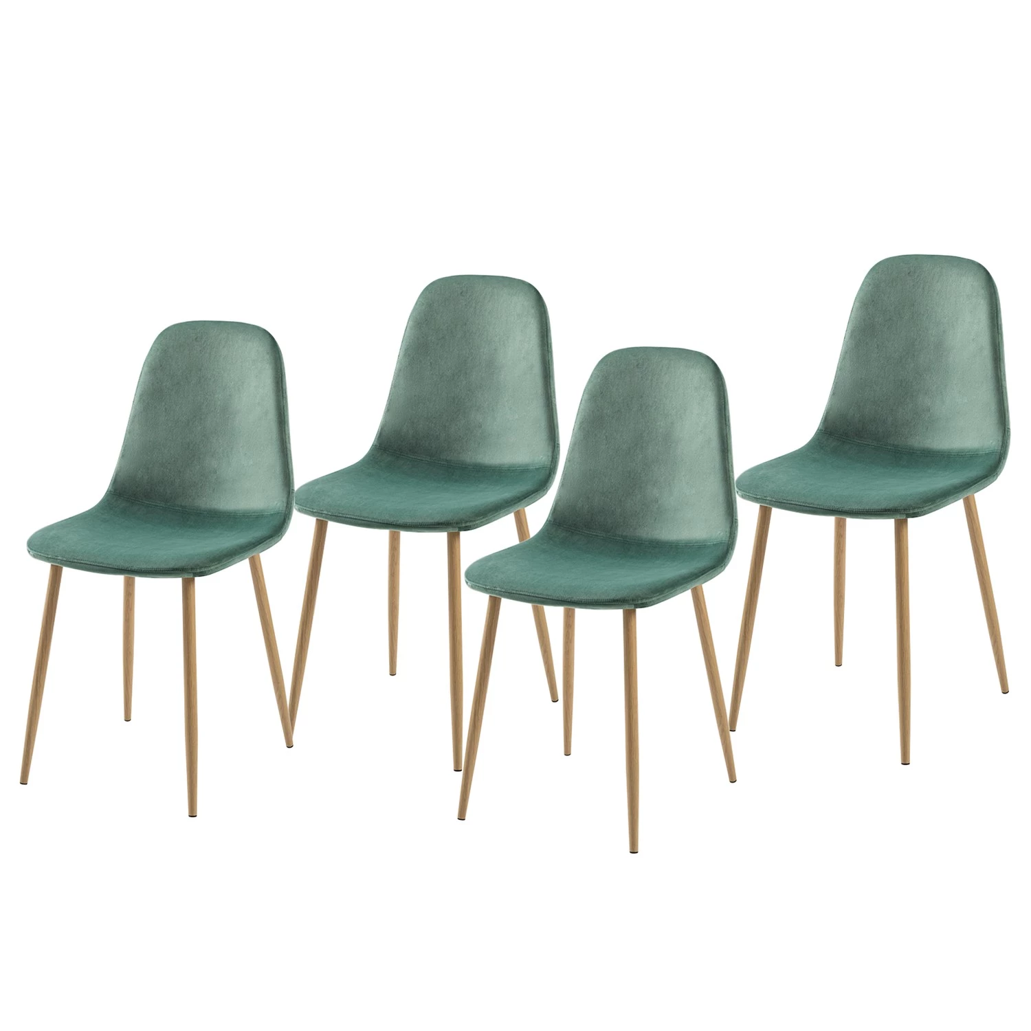 Jack & Alice Chaise capitonnée Iskmo VIII - Velours / Metall - Imitation chêne - Vert menthe - Lot de 4 1 Jack & Alice Chaise capitonnée Iskmo VIII - Velours / Metall - Imitation chêne - Vert menthe - Lot de 4