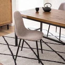 Mørteens Chaise capitonnée Iskmo VII - Imitation cuir / Métal - Noir - Taupe - Lot de 4 -Meubles de salle à manger Soldes Magasin 1000312597 211210 09245800167 MOOD DETAILS P000000001000312597 mood